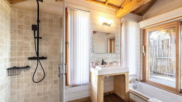 Room | Bathroom | Separate tub and shower, rainfall showerhead, free toiletries