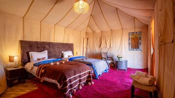 Blackout curtains, bed sheets