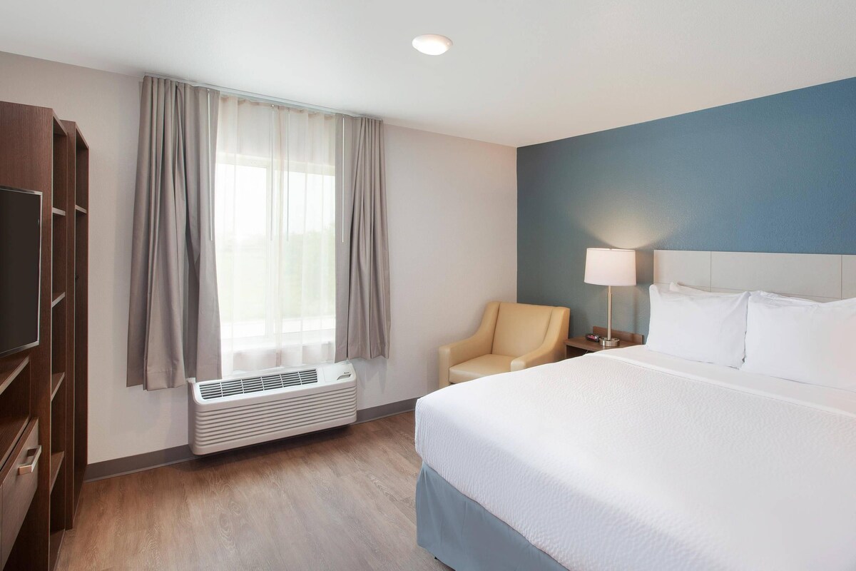 Desk, blackout curtains, iron/ironing board (on request), free WiFi