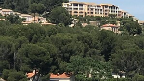 A coastal building complex with multiple structures, surrounded by dense greenery and a beach. - Sublime ocean view Access to all swimming pools offered. Comfortable and clean (Saint-Raphaël)