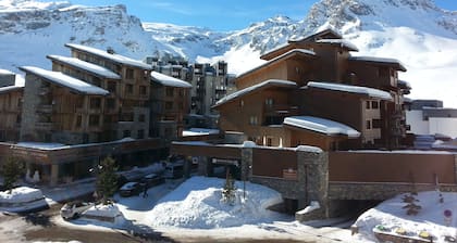 TrĂšs bel appartement Tignes Val Claret, 6 pers chambre + cabine vue lac montagne