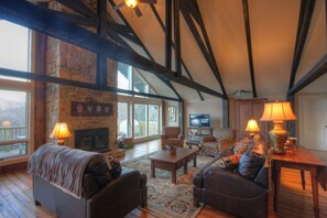 TV, fireplace, DVD player, foosball