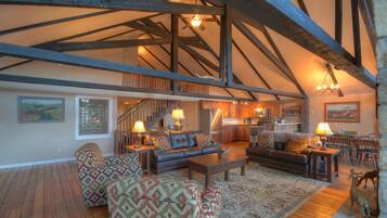 TV, fireplace, DVD player, foosball