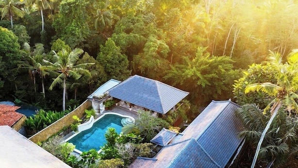 A house with a swimming pool surrounded by dense tropical vegetation. - Kano Sari (Ubud)