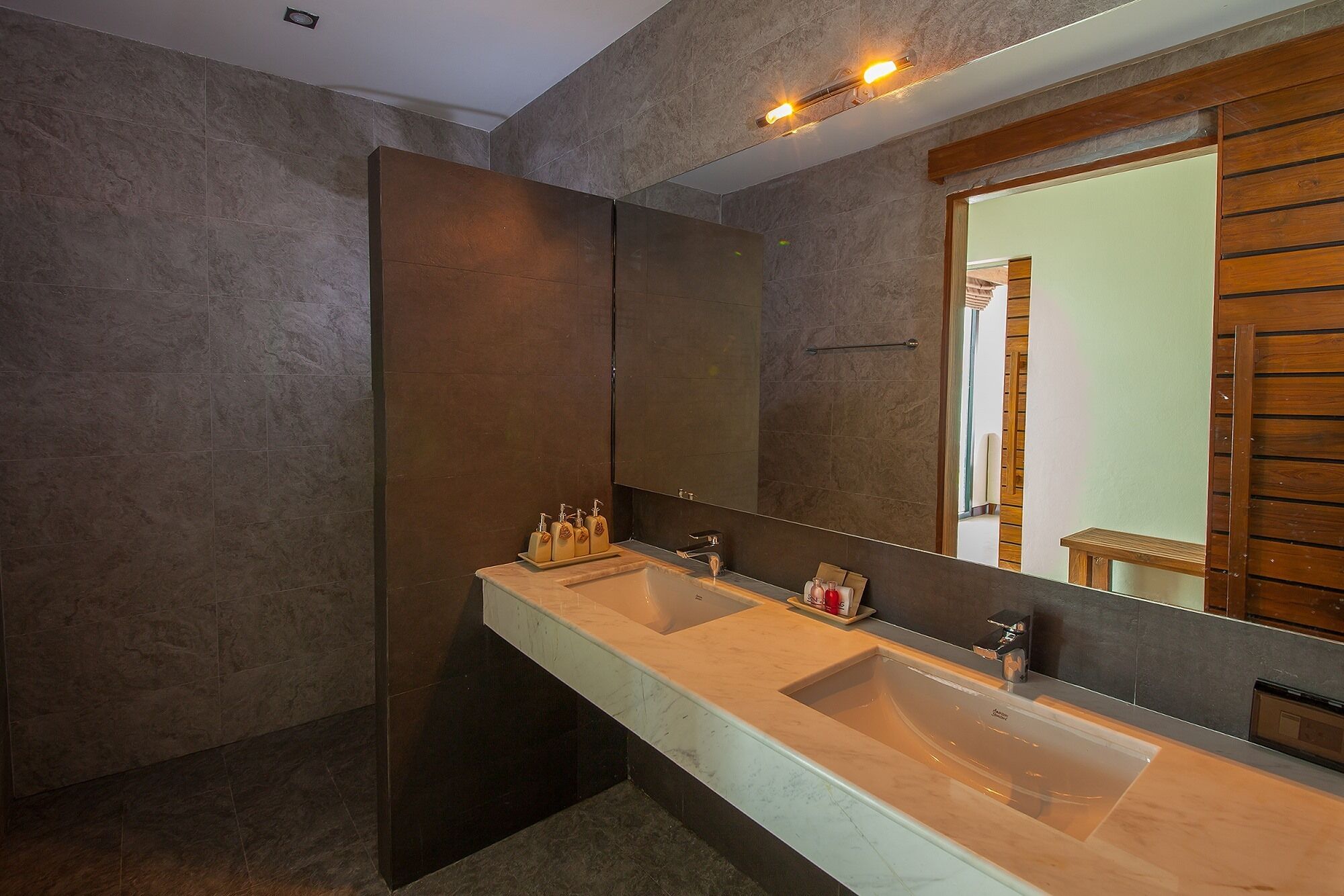luxury beach front villa | bathroom | shower, free toiletries, hair dryer, towels