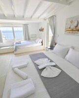 四人房, 海景 | 客房内保险箱、熨斗/熨板、免费 WiFi、床单