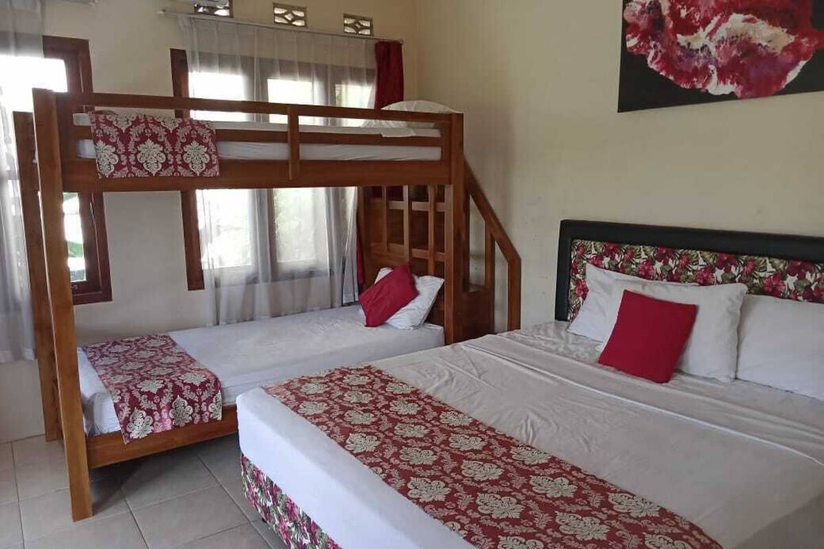 ห้องคอมฟอร์ทสำหรับสี่ท่าน, 1 ห้องนอน, วิวสวน | ผ้าปูที่นอนฝ้ายอียิปต์, เครื่องนอนระดับพรีเมียม