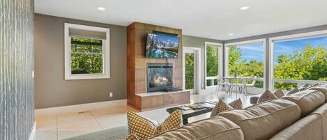 Televisión, chimenea