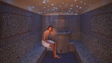 Sauna seca, sauna a vapor, banho turco/hammam, tratamentos corporais