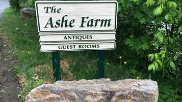 Segnaletica per The Ashe Farm, con l'indicazione di antiquariato e camere per gli ospiti.