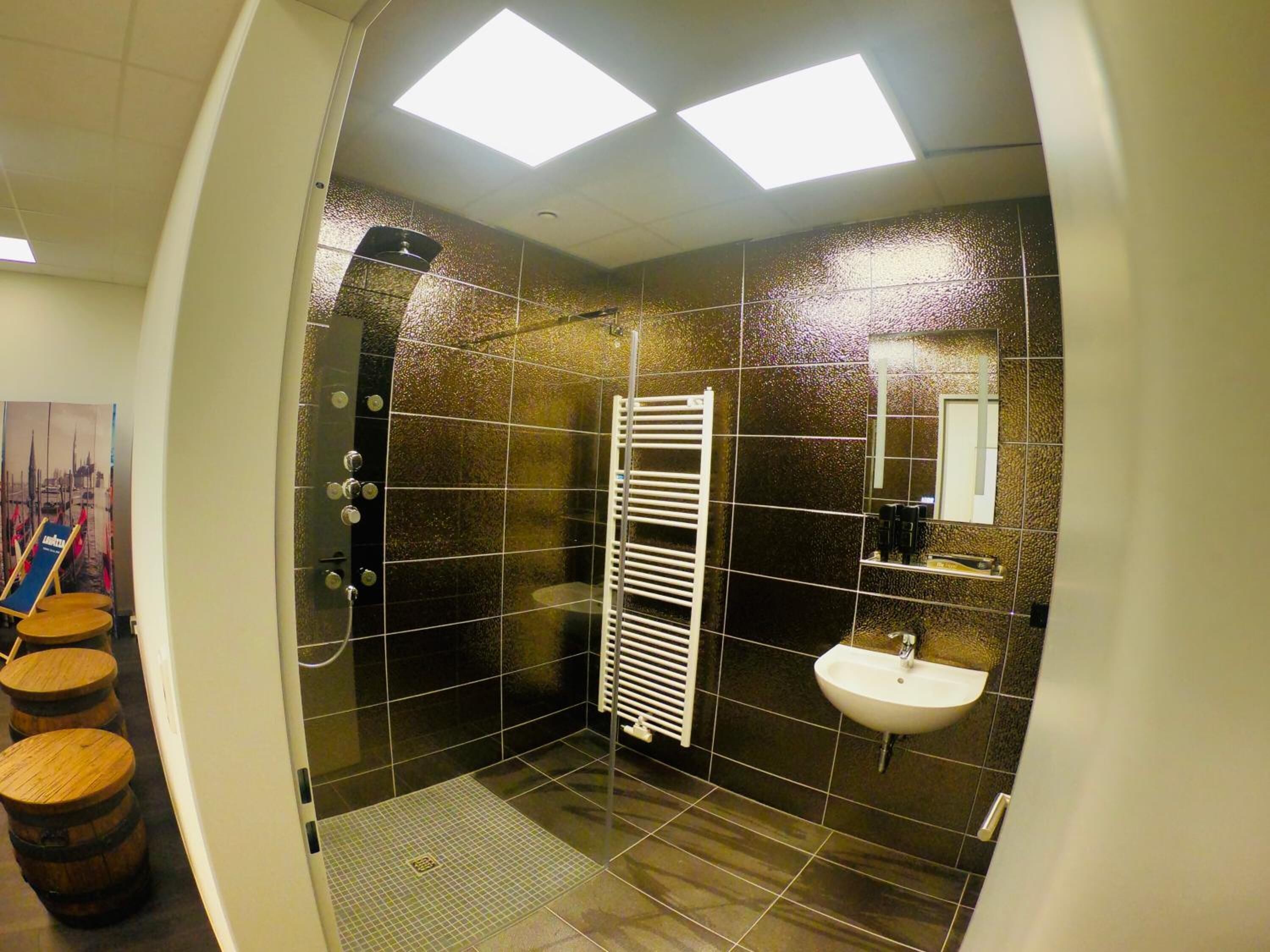 free toiletries, hair dryer, towels