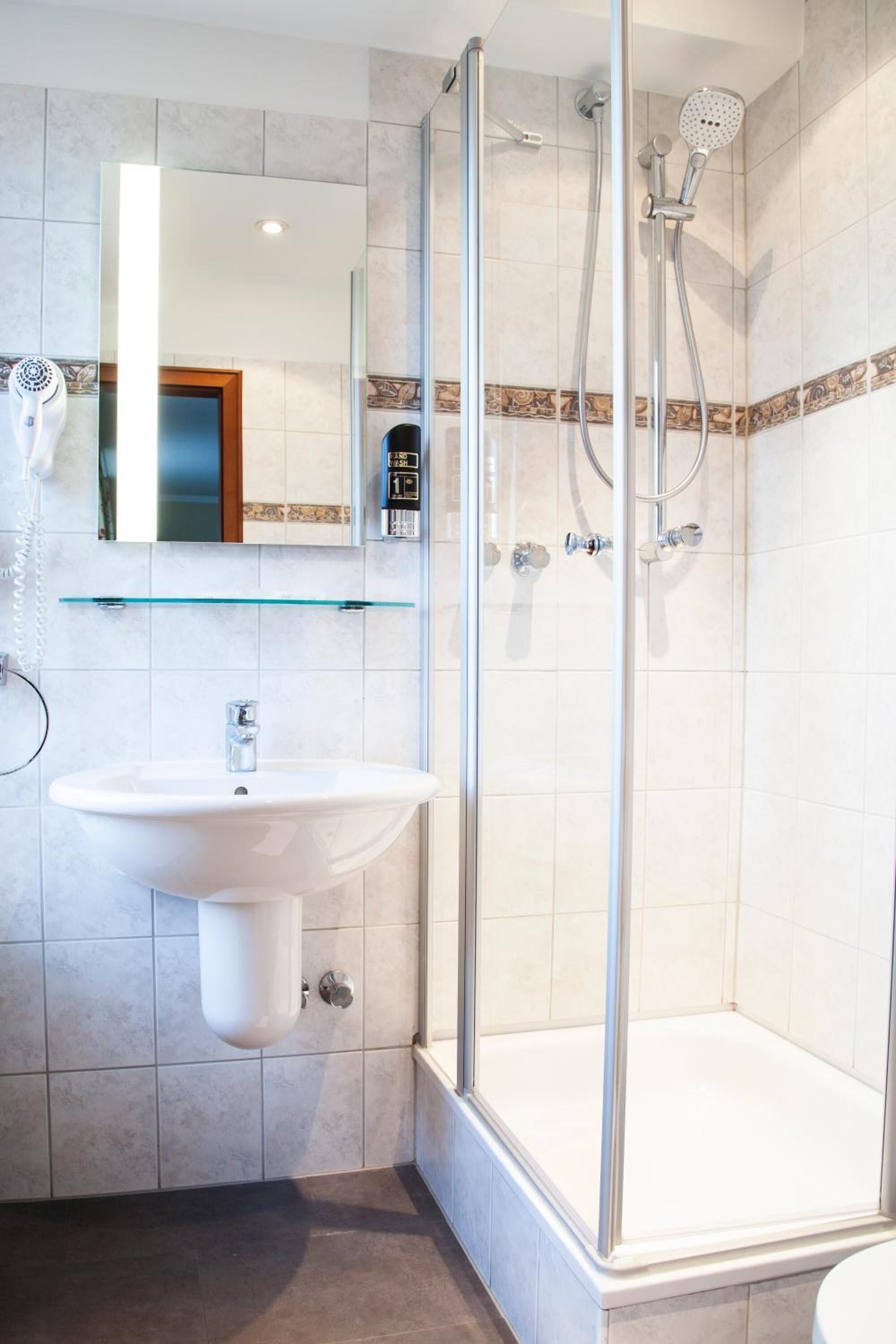 free toiletries, hair dryer, towels