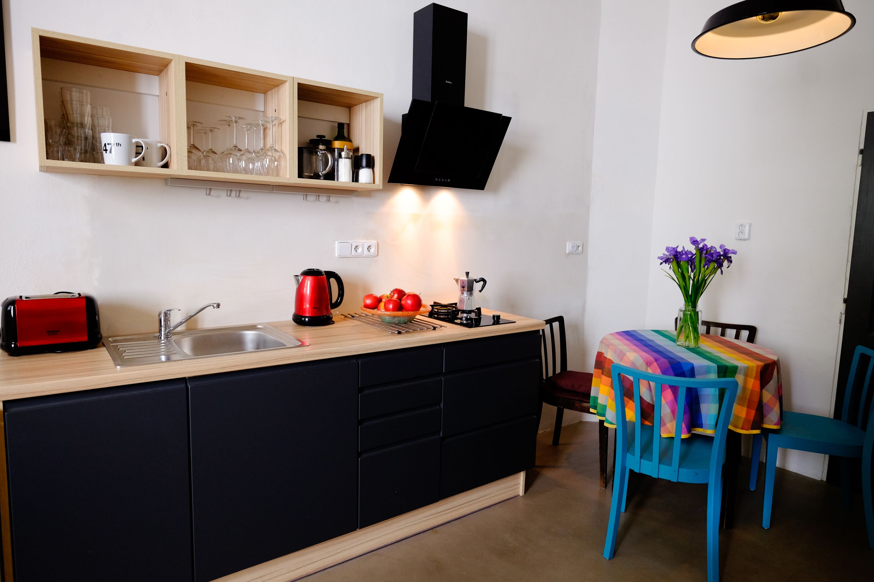 Design-Apartment, 2 Schlafzimmer, Küche | Eigene Küche | Kühlschrank, Mikrowelle, Ofen, Herdplatte