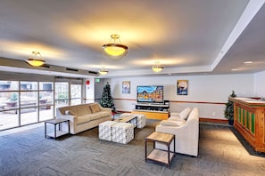 Televisión, chimenea y reproductor de DVD