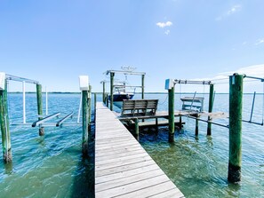 Balcony - BEACH FRONT to BAY with boatdock, swimming pool, pickleball courts and  kayaks. (Panacea)