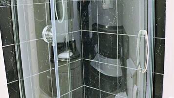 Hair dryer, towels, toilet paper