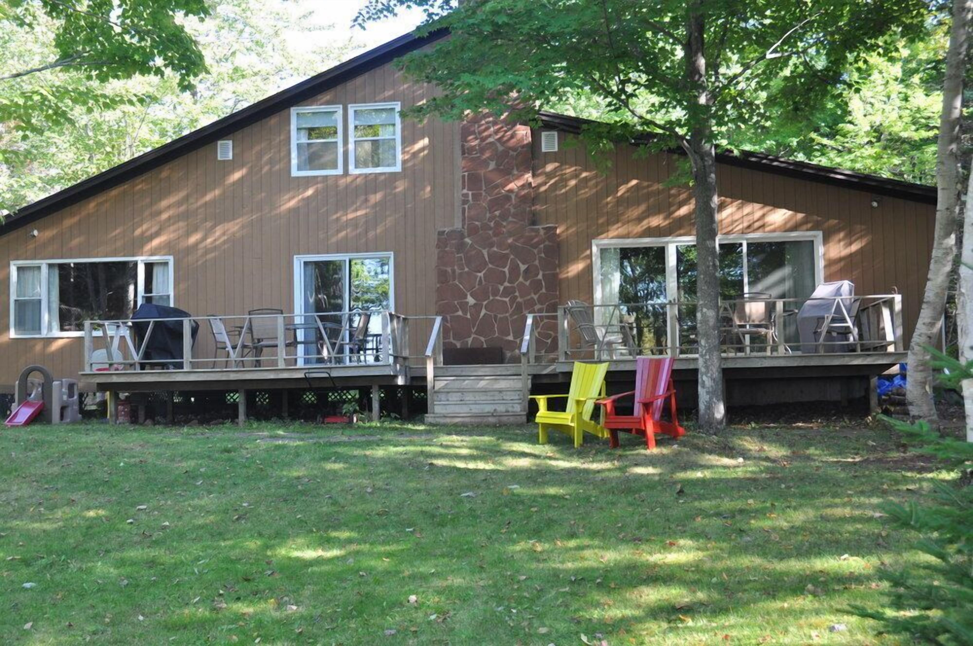 Back deck with water view