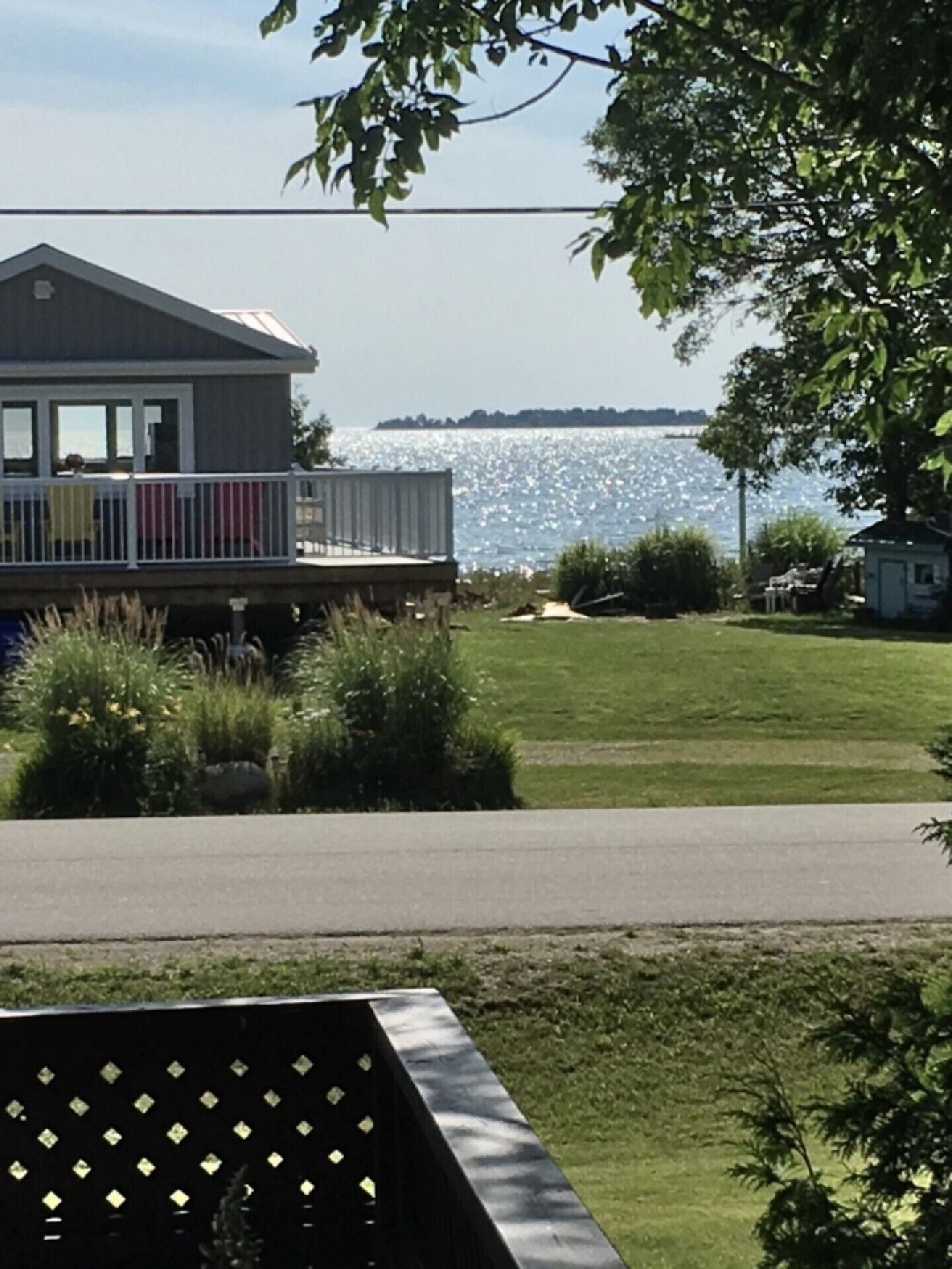View of the water from the side of the deck