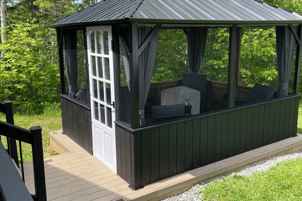 New gazebo with propane fire pit.