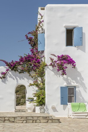 Terrace/patio - Stylish seaside private villa with pool, 1min from Mikri Santa sandy beach! (Paros)