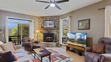 TV, fireplace