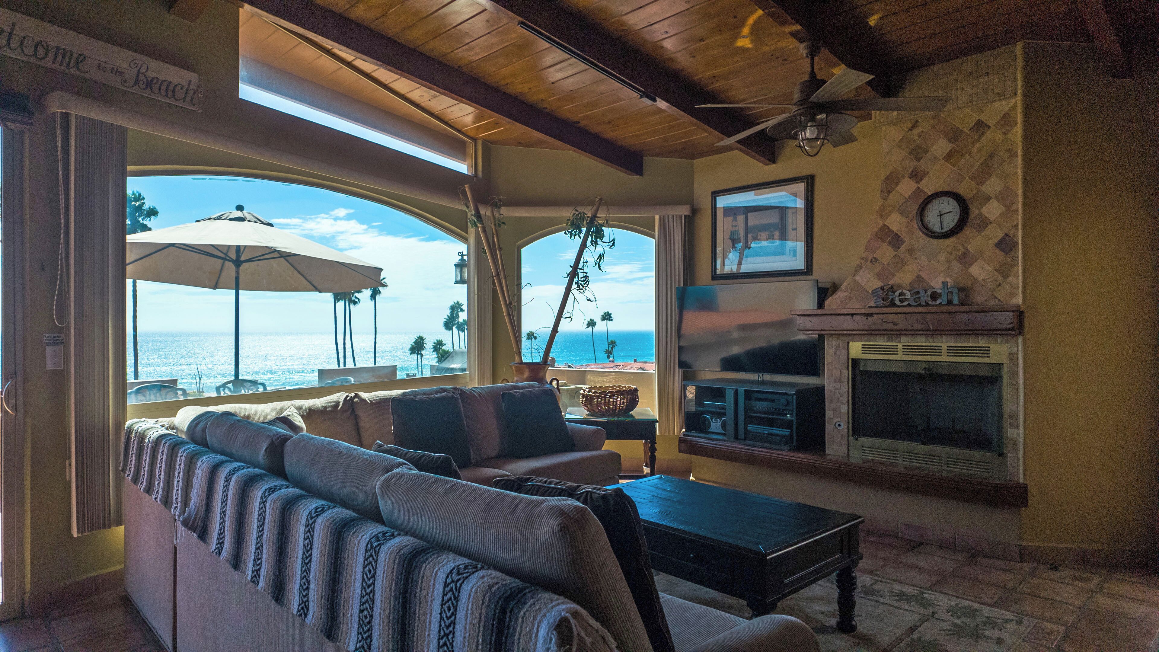 Smart TV, fireplace, video games, DVD player