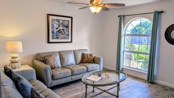 Smart TV, DVD player, books, video library