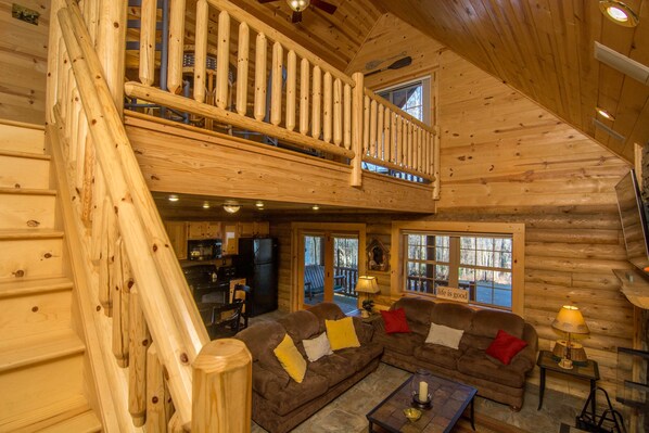 Smart TV, fireplace, DVD player, books