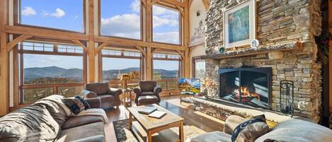 TV, fireplace, video games, DVD player