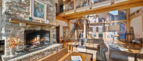 TV, fireplace, video games, DVD player