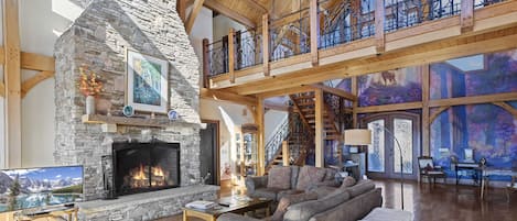 TV, fireplace, video games, DVD player