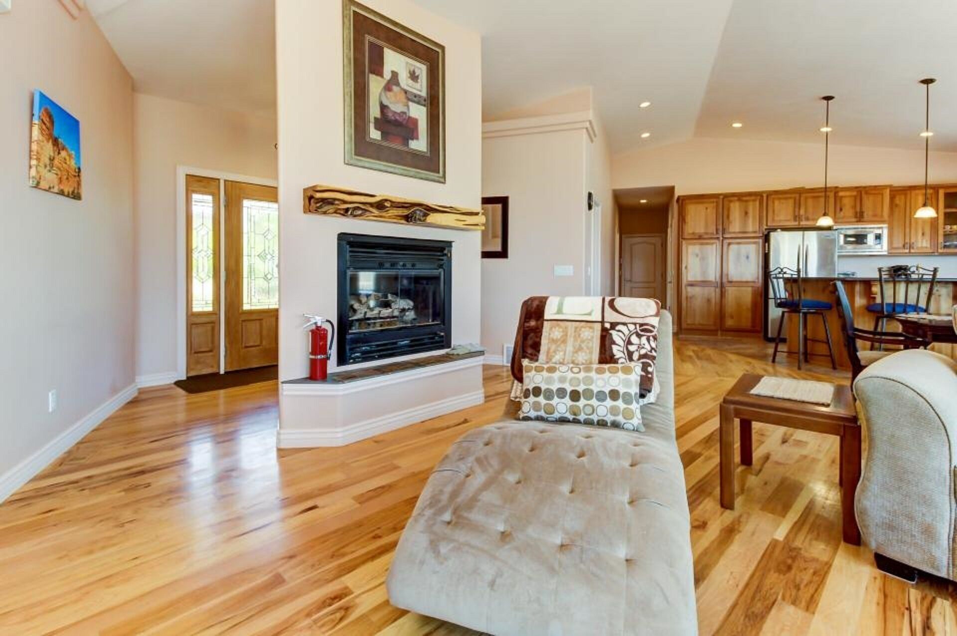 TV, fireplace, DVD player, books