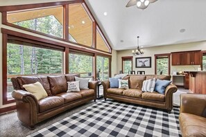 TV, fireplace, video games, offices