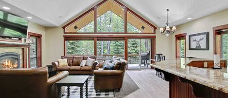 Télévision, cheminée, jeux vidéo, espaces bureaux