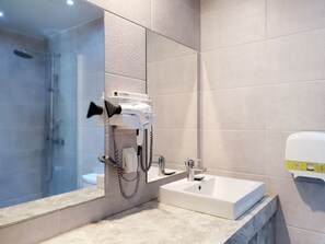 Shower, bathrobes, towels