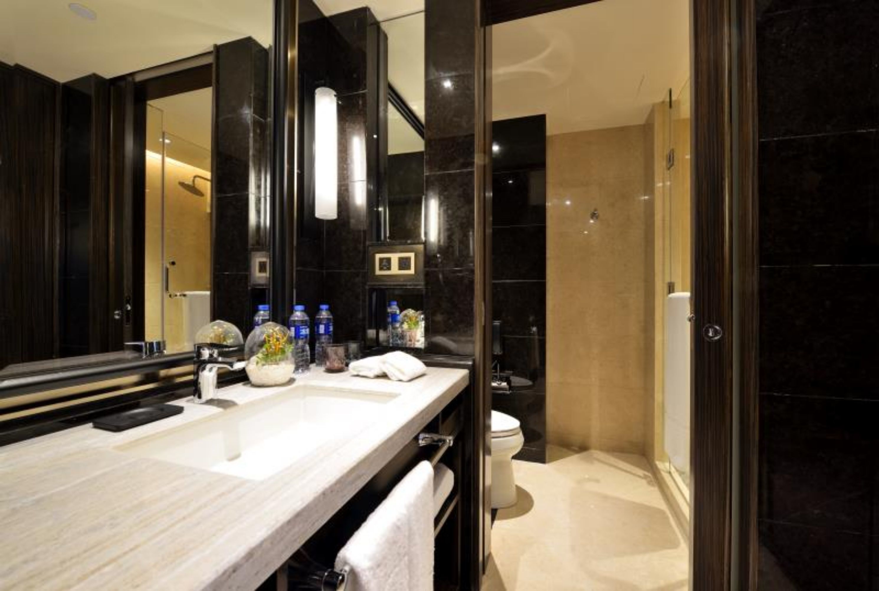 rainfall showerhead, free toiletries, hair dryer, bathrobes