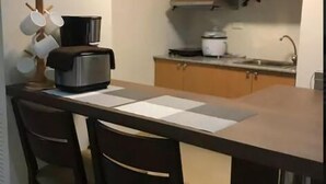 Condo Unit for 4 Pax | Private kitchenette | Full-size fridge, microwave, stovetop, cookware/dishes/utensils