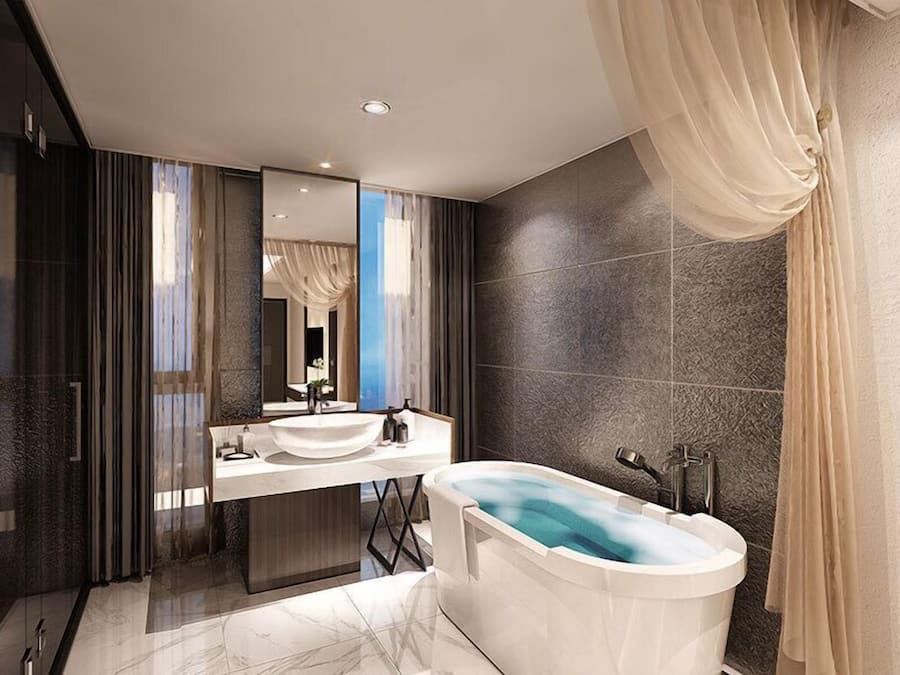 Separate bathtub and shower, deep-soaking bathtub, hair dryer, slippers