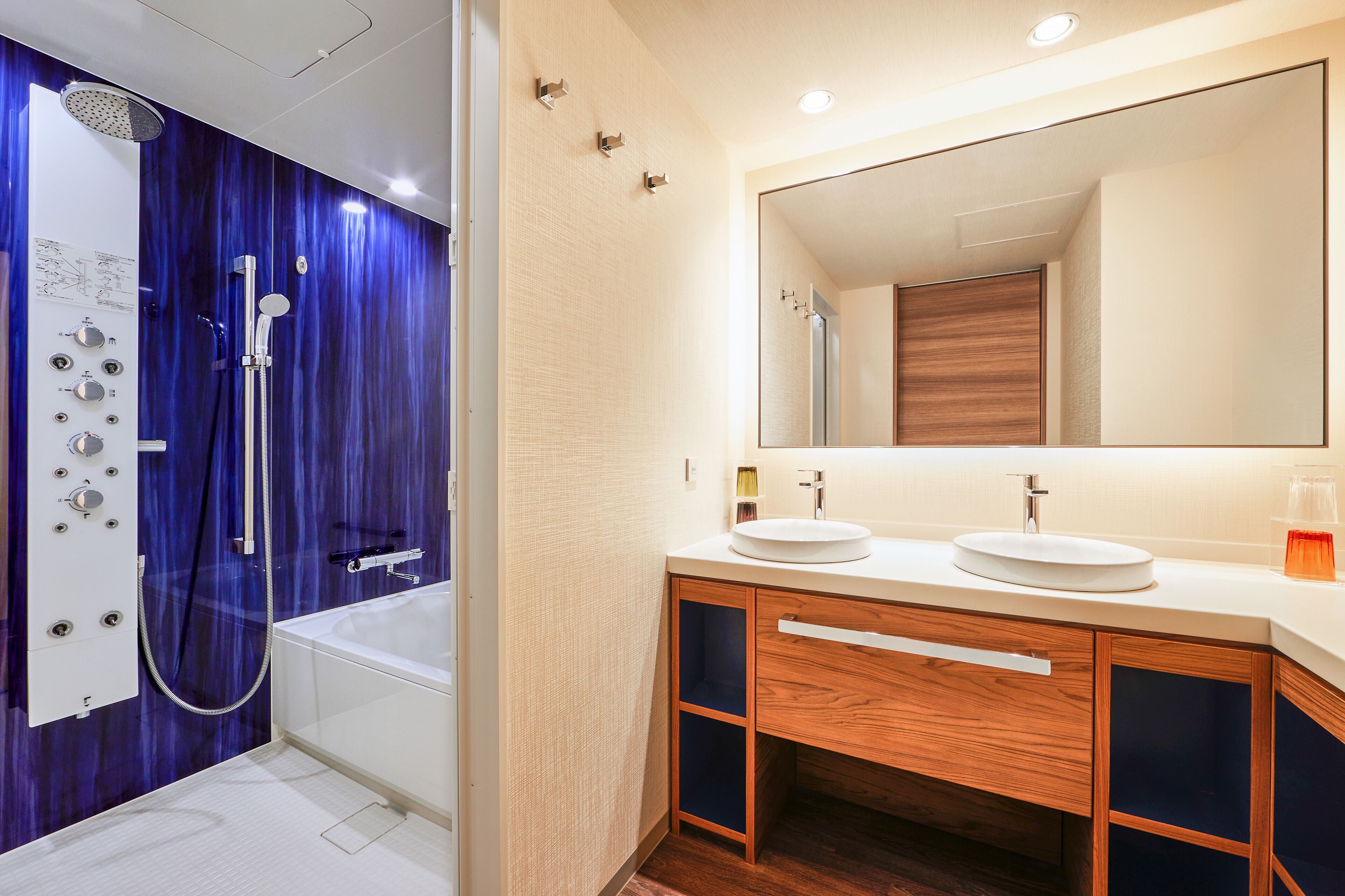 separate bathtub and shower, free toiletries, hair dryer, slippers