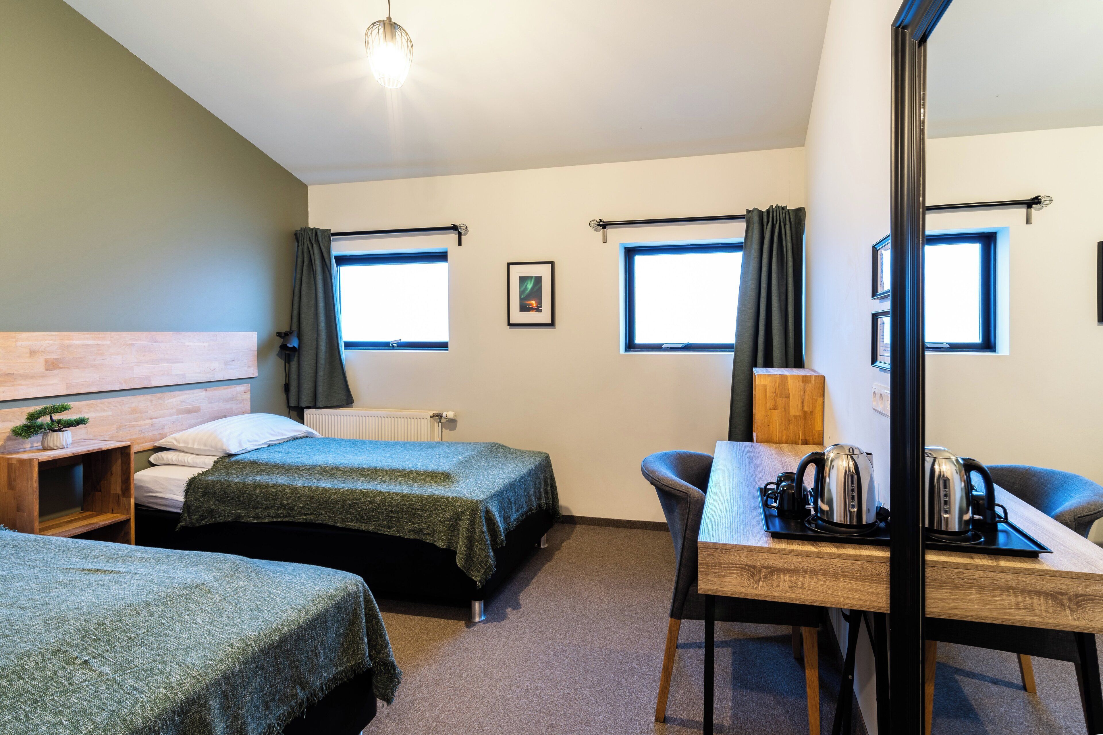 Chambre avec lits jumeaux, 2 lits une place, salle de bains privée