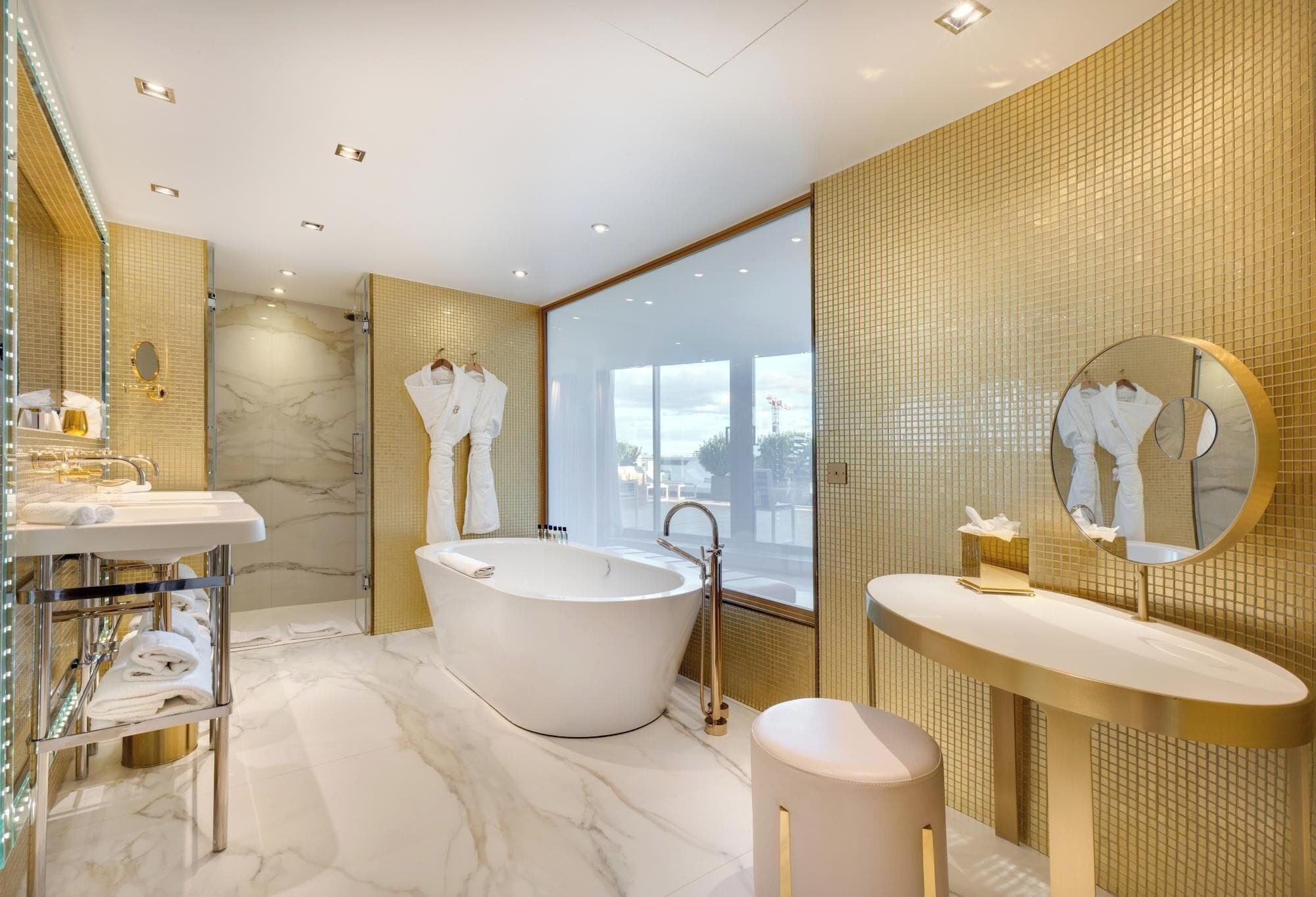 penthouse (bowmann suite) | bathroom | designer toiletries, hair dryer, bathrobes, slippers