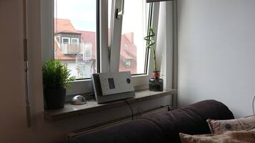 Classic Apartment | Desk, laptop workspace, iron/ironing board, cots/infant beds