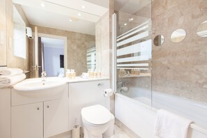 Exclusive Apartment, 2 Bedrooms, River View | Bathroom | Combined shower/tub, free toiletries, hair dryer, towels