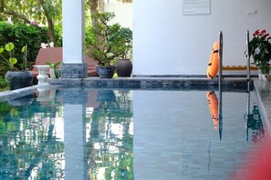 Indoor pool, open 7:00 AM to 9:00 PM, sun loungers