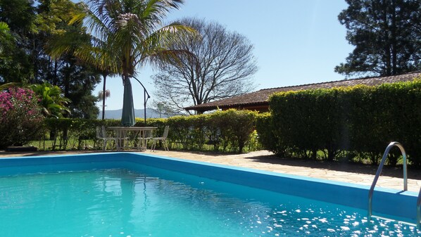 Outdoor pool, pool loungers