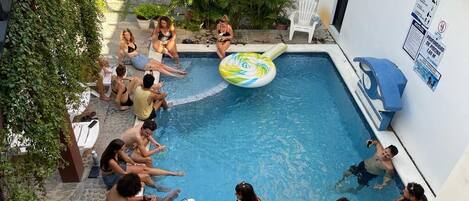 Outdoor pool, open 8:00 AM to 9:30 PM, sun loungers