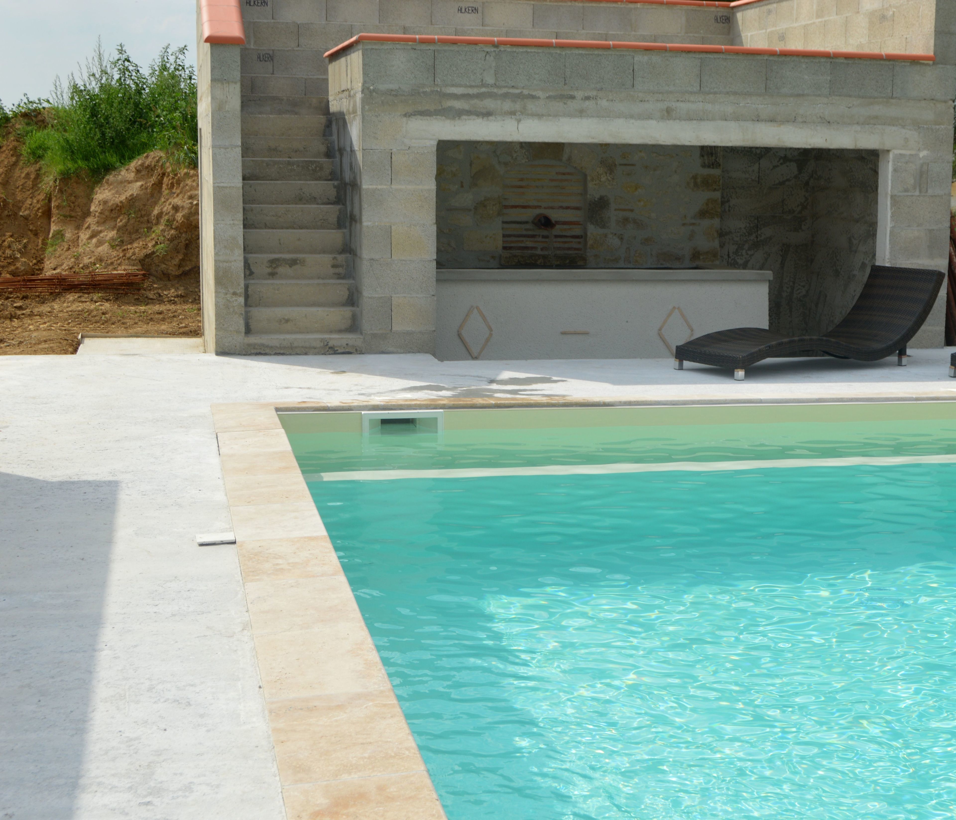 Outdoor pool, sun loungers