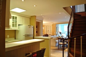 Deluxe Apartment, 2 Bedrooms, 2 Bathrooms, Mountain View | Private kitchen | Full-size fridge, microwave, oven, stovetop