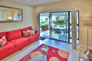 53-inch flat-screen TV with satellite channels, fireplace