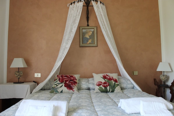 Romantic Room, 1 Bedroom, Patio, Hill View | Frette Italian sheets, premium bedding, down comforters